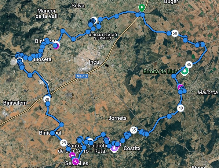 Around Inca - 54 kms